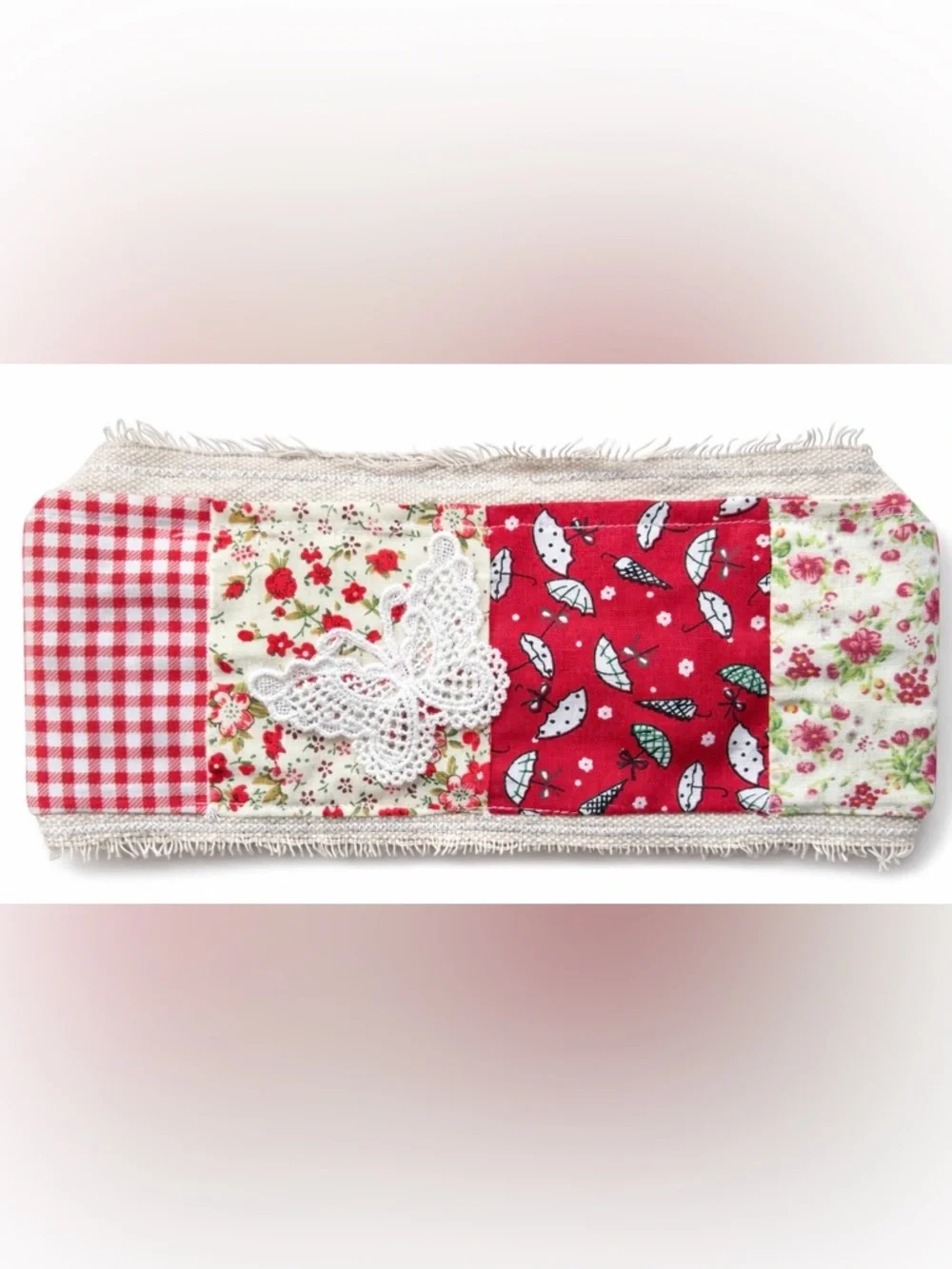 Boho Patchwork Wide Headbands Duo, Fits All Rhinestone Cotton Linen Hairbands
